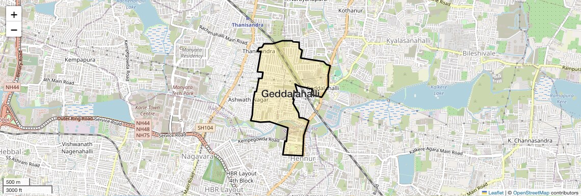 Location Map of Geddalahalli, Bangalore