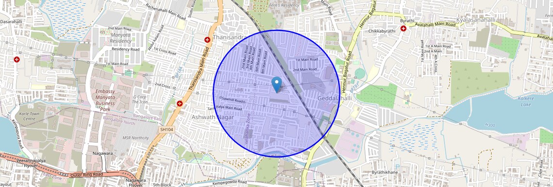 Location Map of Geddalahalli, Bangalore
