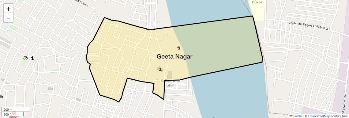 Location Map of Geeta Nagar, Agra
