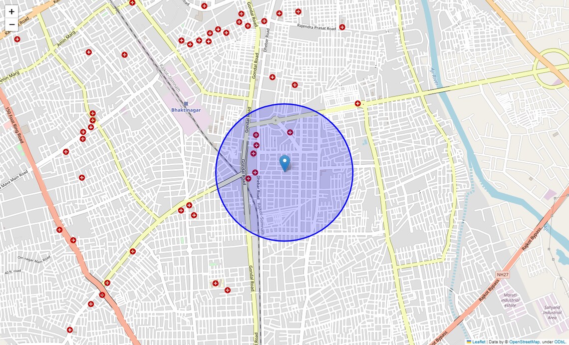 Location Map of Geeta Nagar Society, Rajkot