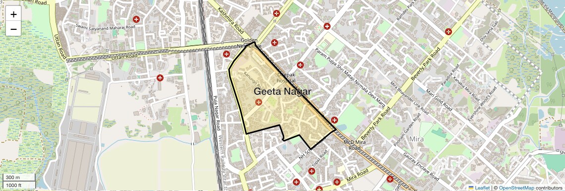 Location Map of Geeta Nagar, Thane