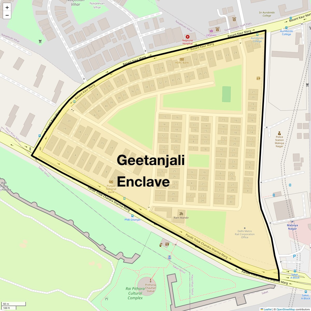 Location Map of Geetanjali Enclave, Delhi