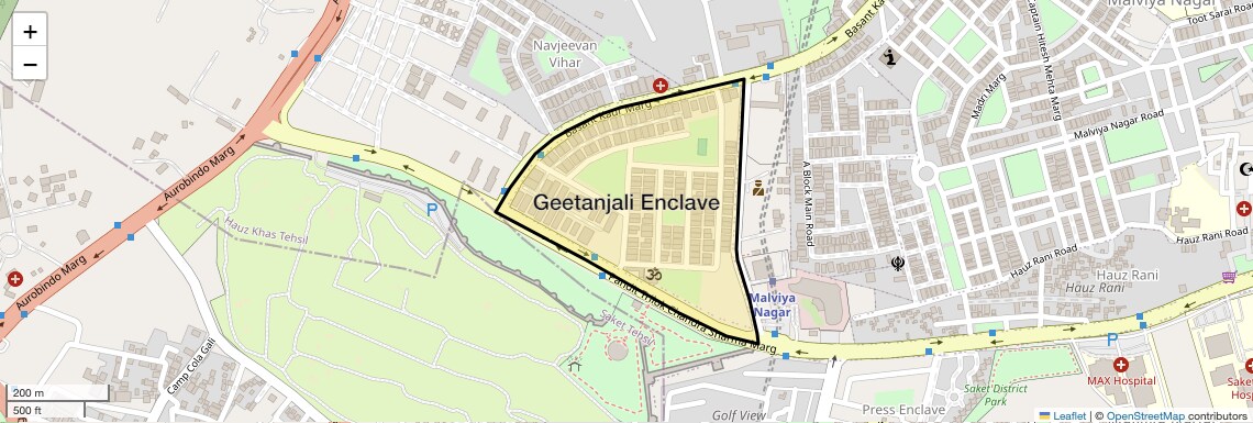 Location Map of Geetanjali Enclave, Delhi