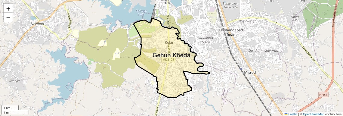 Location Map of Gehun Kheda, Bhopal