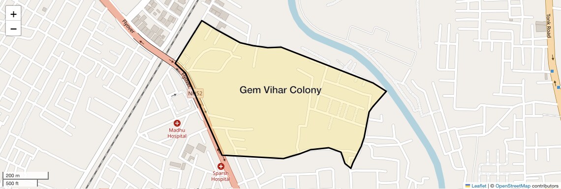 Location Map of Gem Vihar Colony, Jaipur