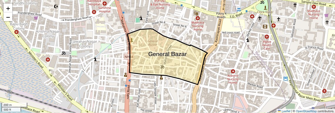 Location Map of General Bazar, Hyderabad