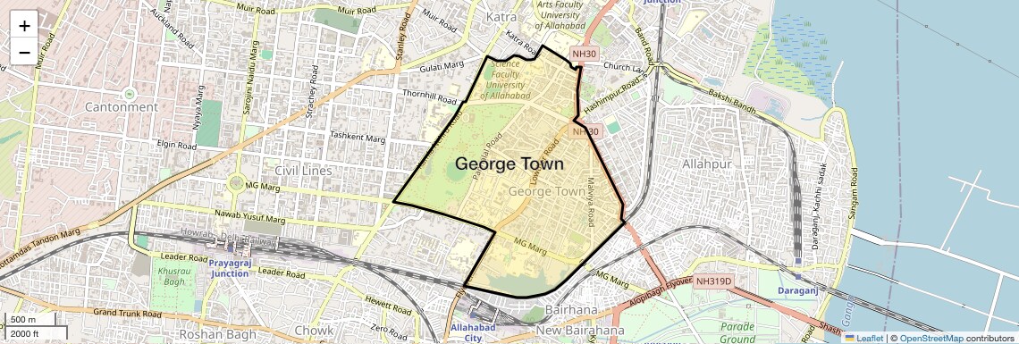 Location Map of George Town, Allahabad
