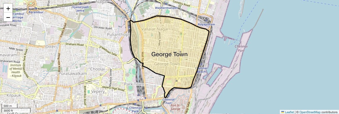 Location Map of George Town, Chennai