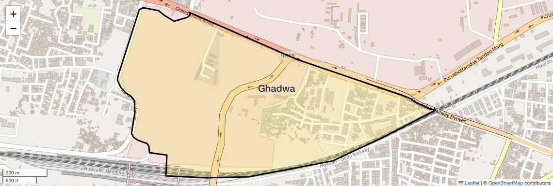 Location Map of Ghadwa, Allahabad
