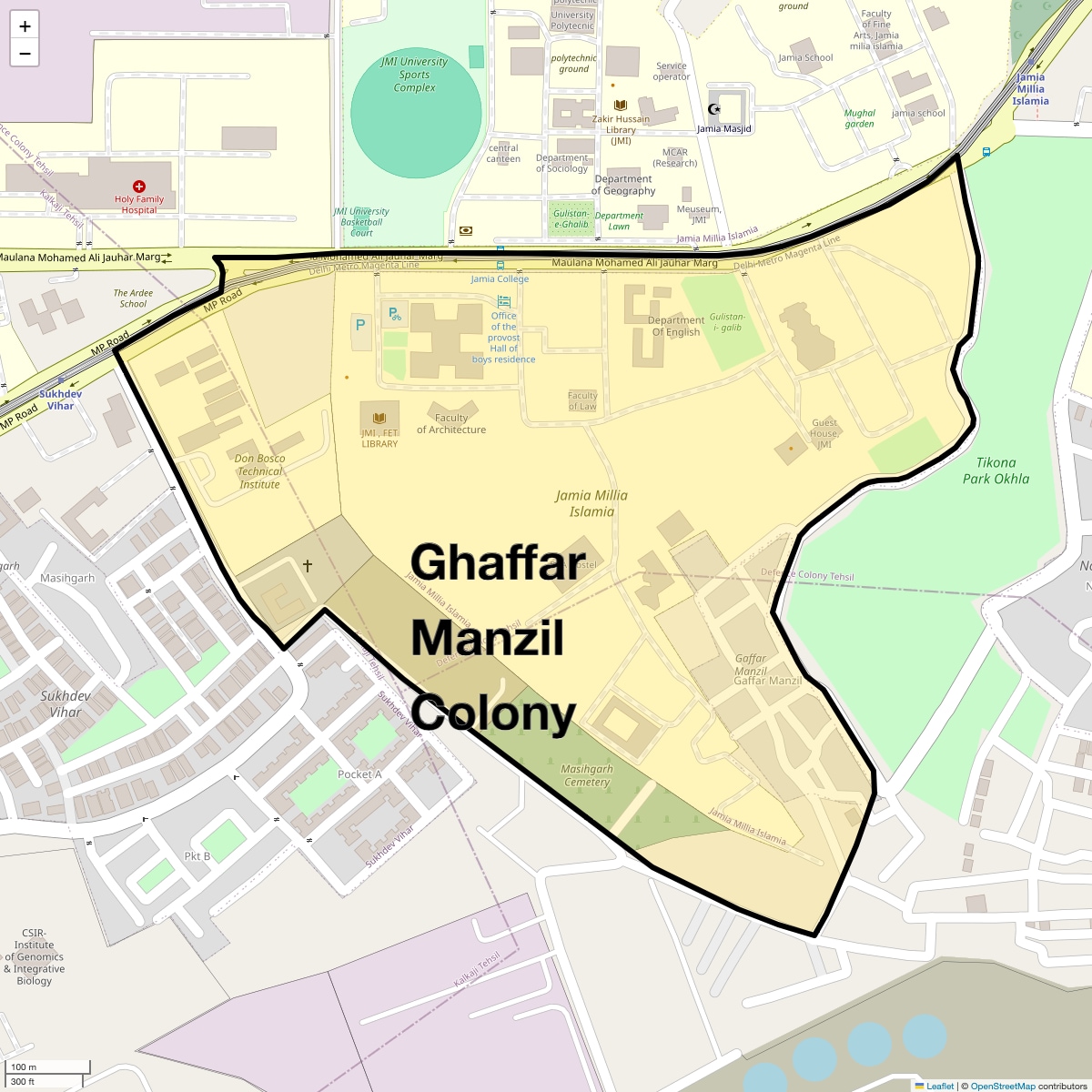 Location Map of Ghaffar Manzil Colony, Delhi