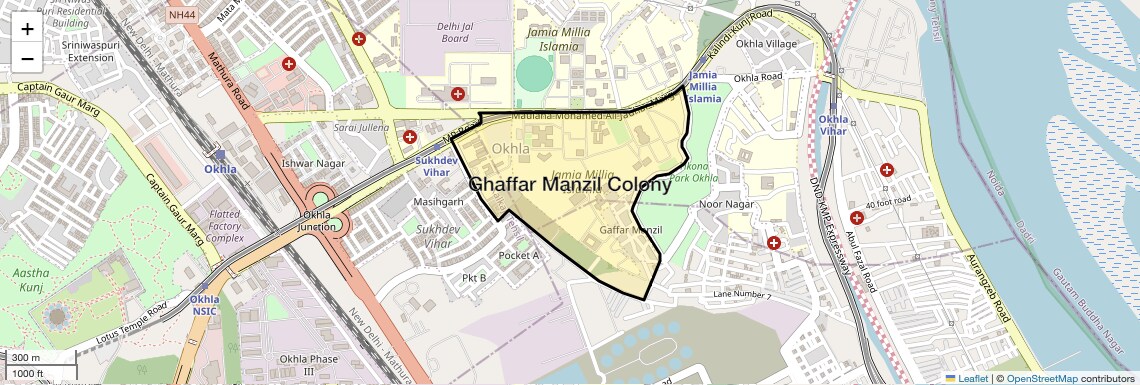 Location Map of Ghaffar Manzil Colony, Delhi