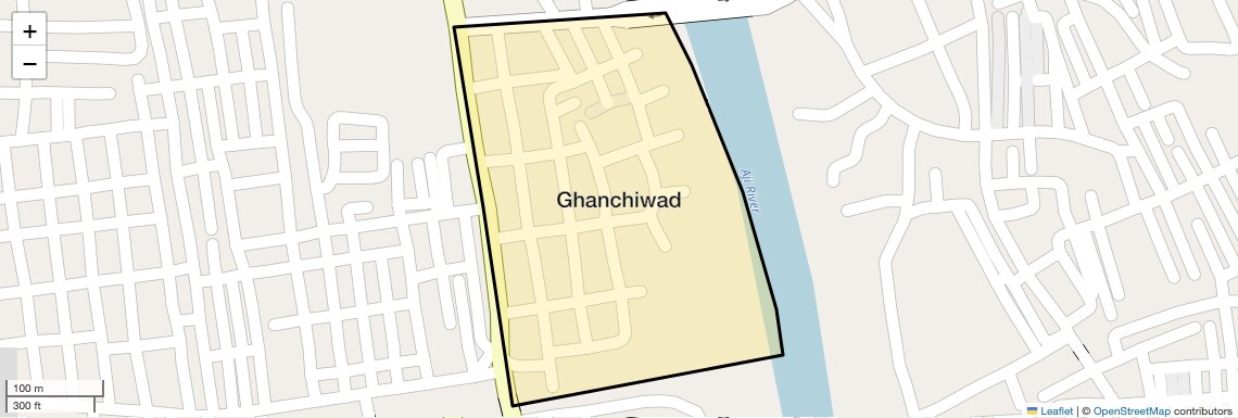 Location Map of Ghanchiwad, Rajkot