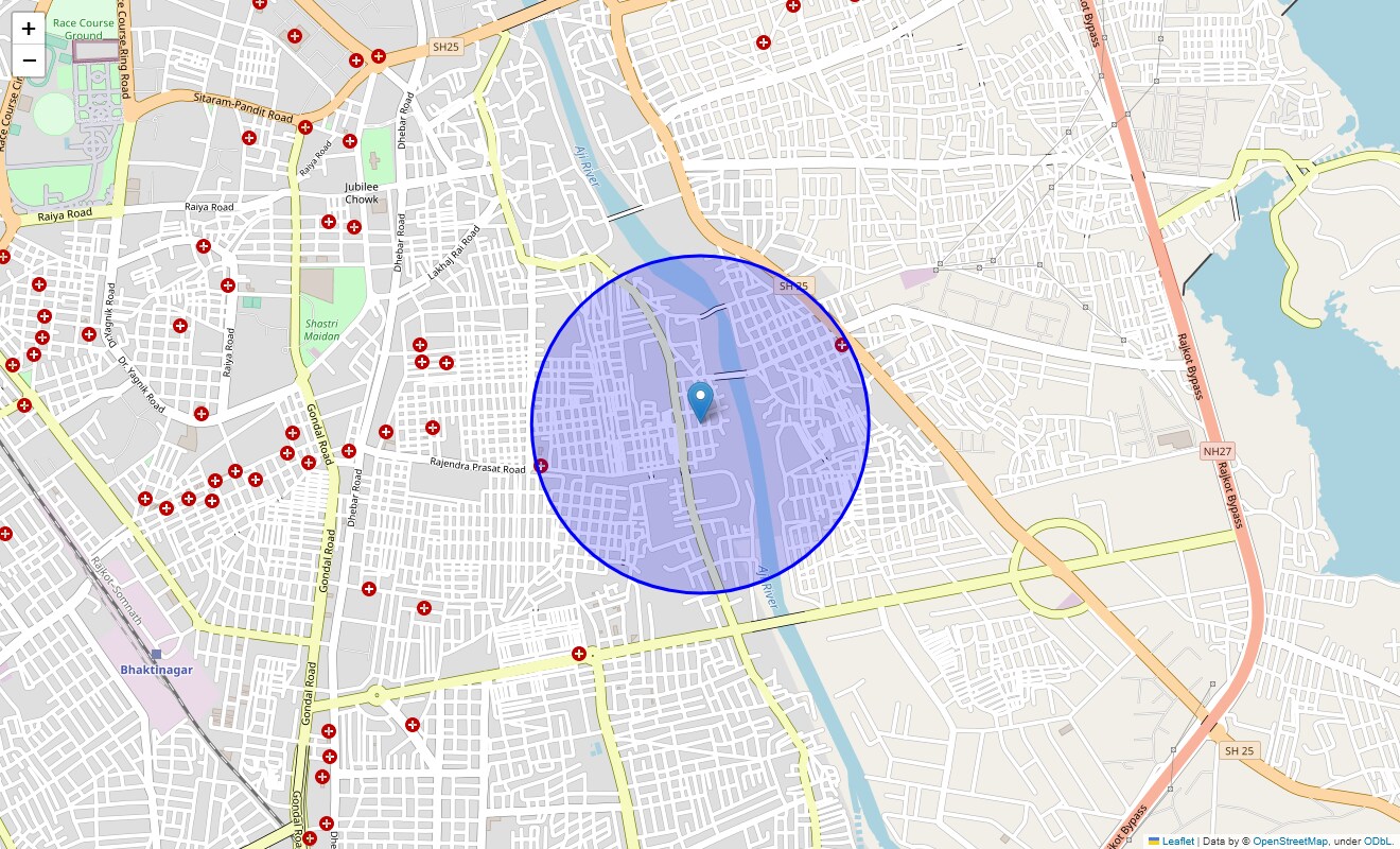 Location Map of Ghanchiwad, Rajkot