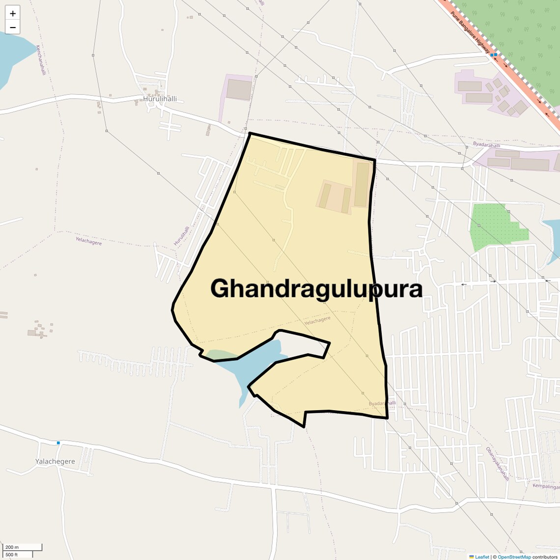 Location Map of Ghandragulupura, Bangalore
