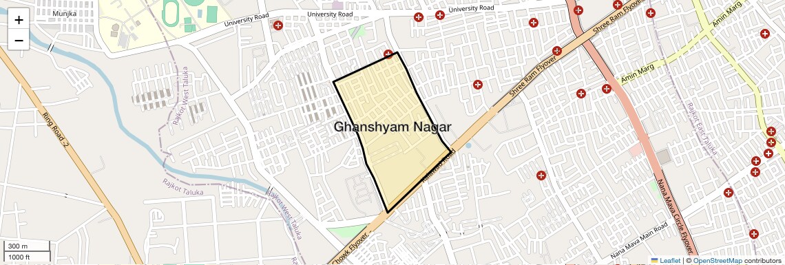 Location Map of Ghanshyam Nagar, Rajkot
