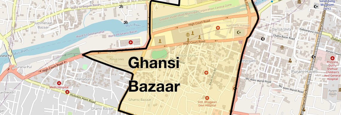 Location Map of Ghansi Bazaar, Hyderabad