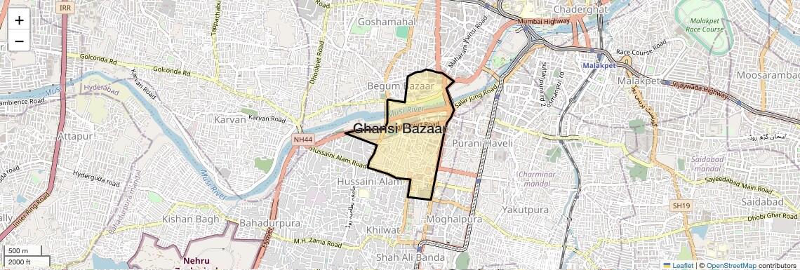 Location Map of Ghansi Bazaar, Hyderabad