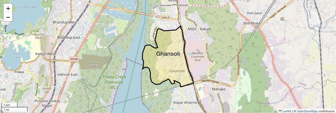 Location Map of Ghansoli, Navi Mumbai