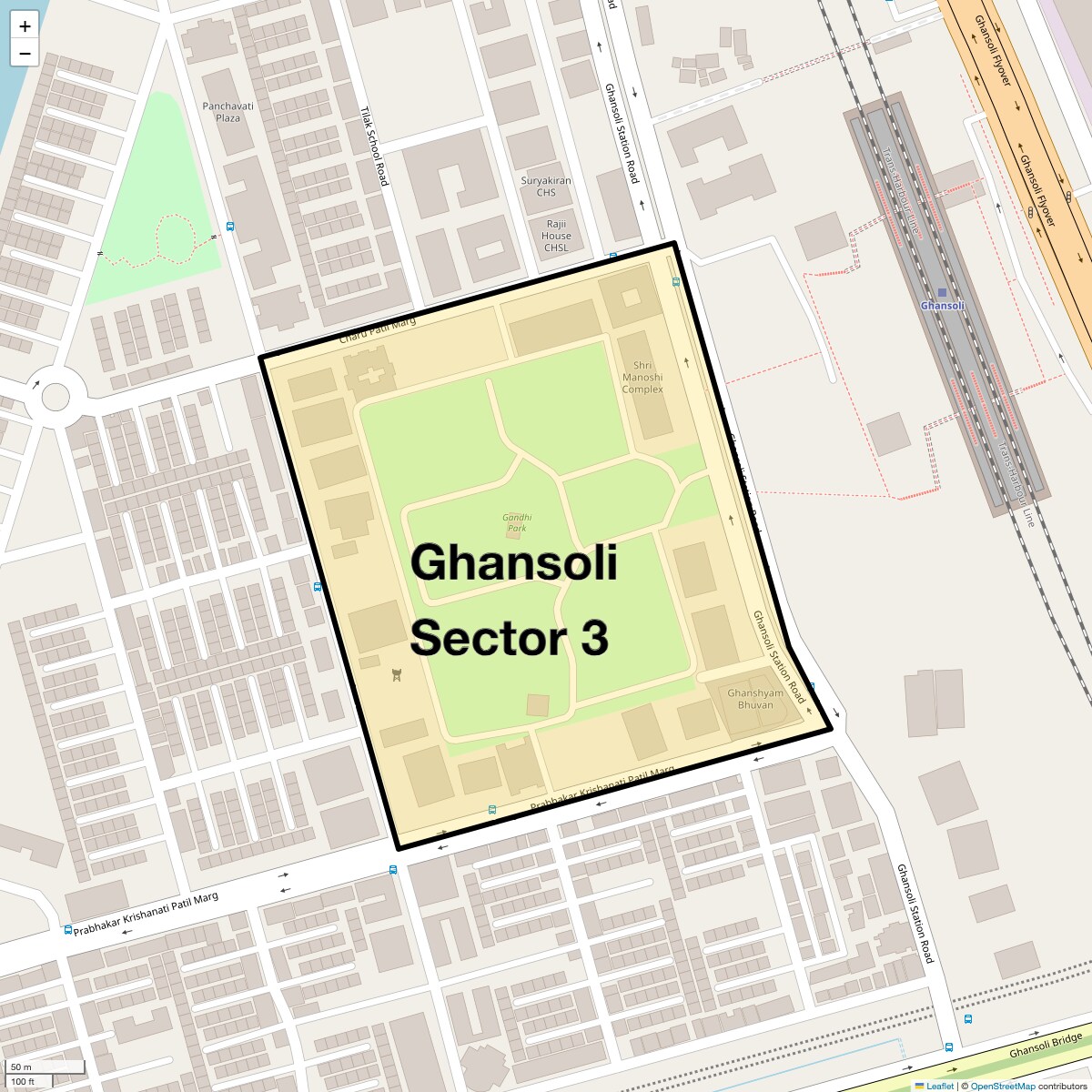 Location Map of Ghansoli Sector 3, Navi Mumbai