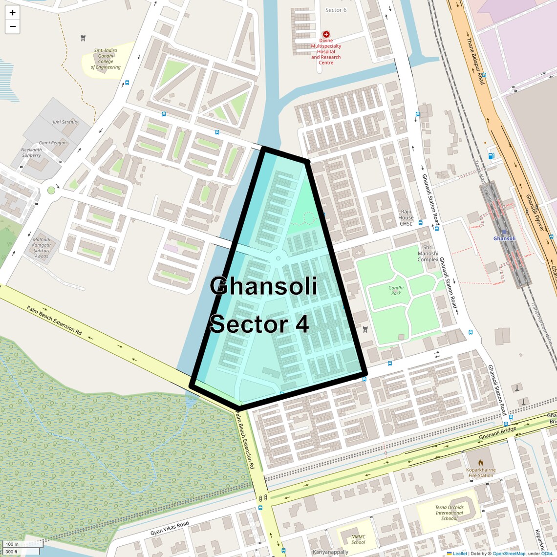 Location Map of Ghansoli Sector 4, Navi Mumbai