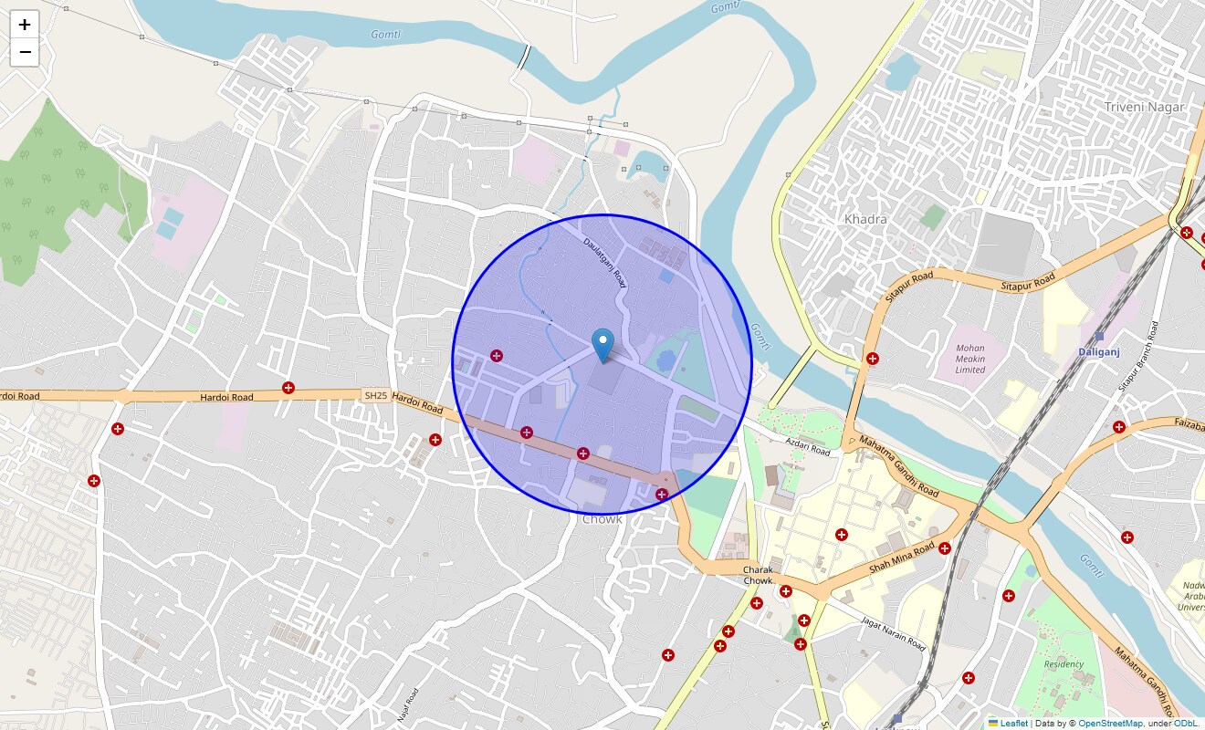 Location Map of Ghanta Ghar Talab, Lucknow