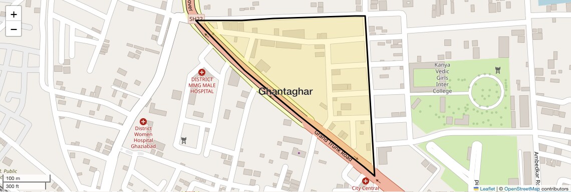 Location Map of Ghantaghar, Ghaziabad