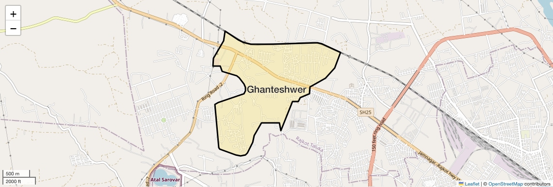 Location Map of Ghanteshwer, Rajkot