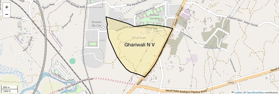 Location Map of Ghariwali N V, Thane