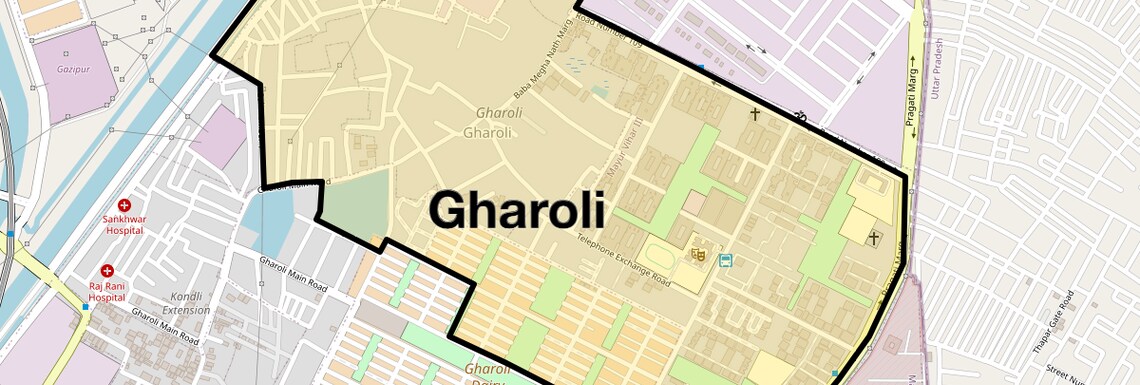 Location Map of Gharoli, Delhi