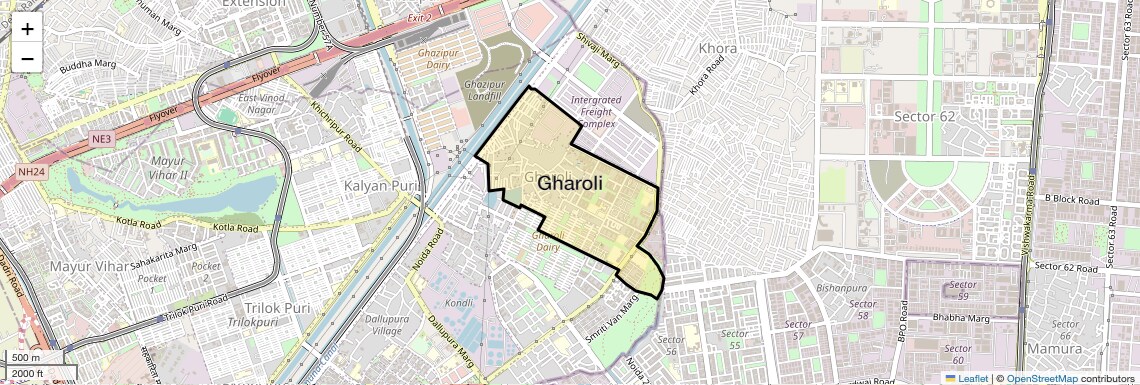 Location Map of Gharoli, Delhi