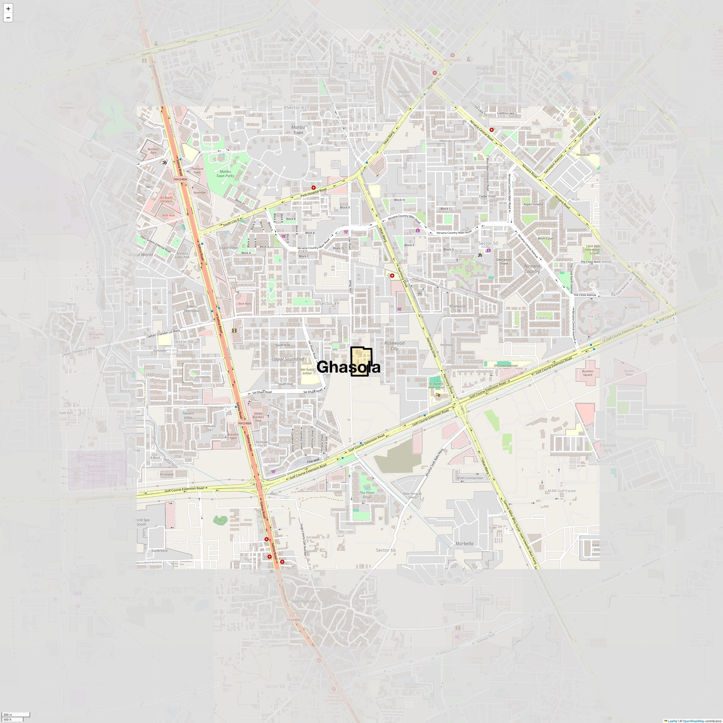 Location Map of Ghasola, Gurgaon