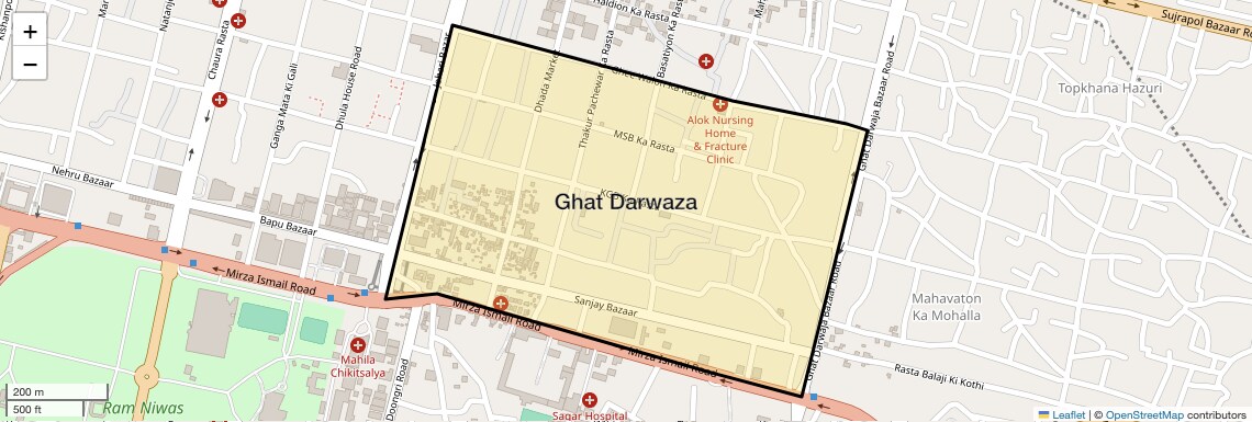Location Map of Ghat Darwaza, Jaipur