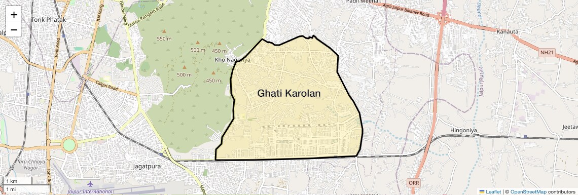 Location Map of Ghati Karolan, Jaipur