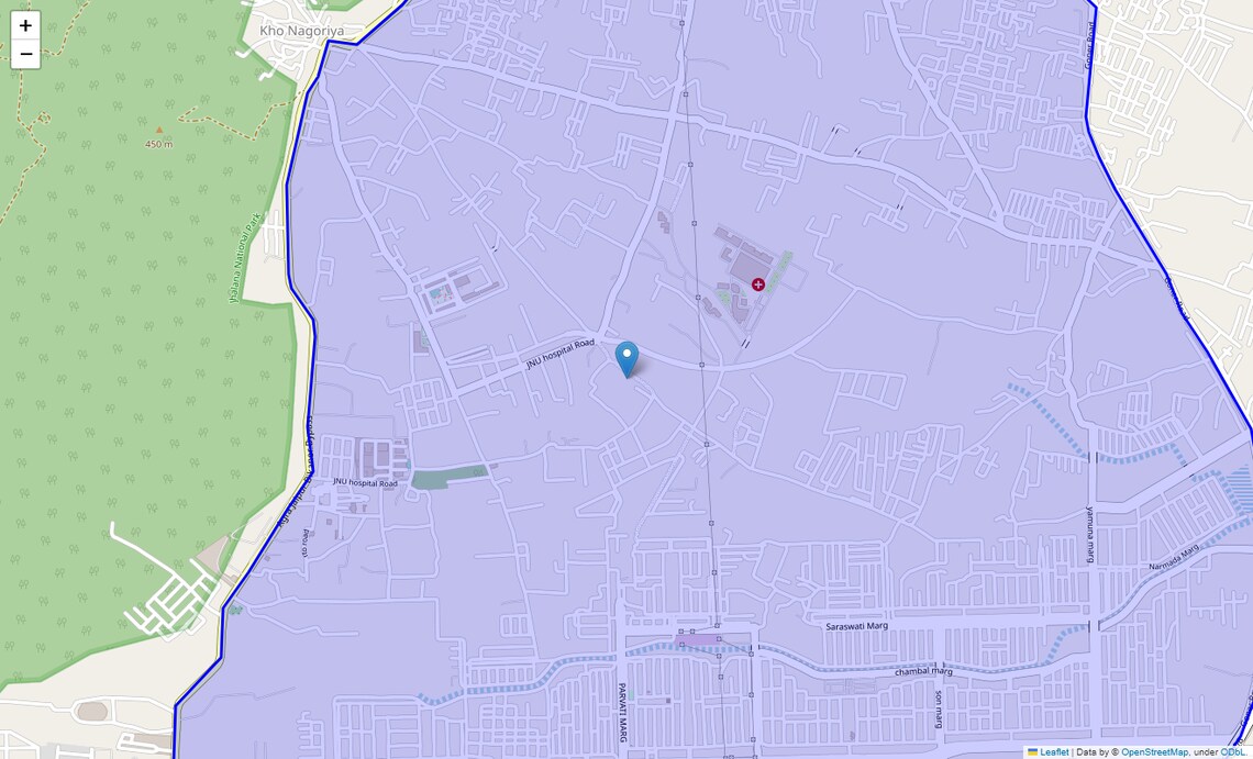 Location Map of Ghati Karolan, Jaipur