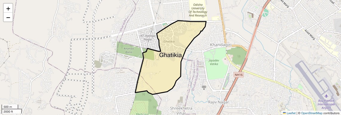Location Map of Ghatikia, Bhubaneswar