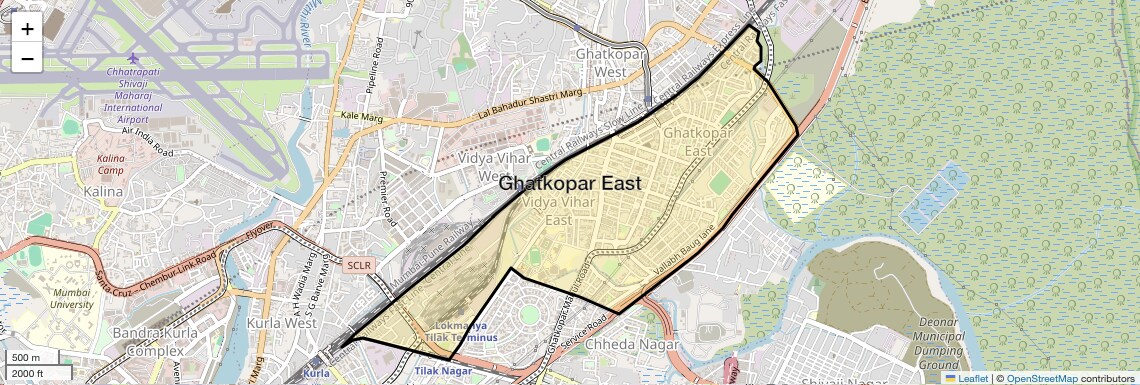 Location Map of Ghatkopar East, Mumbai