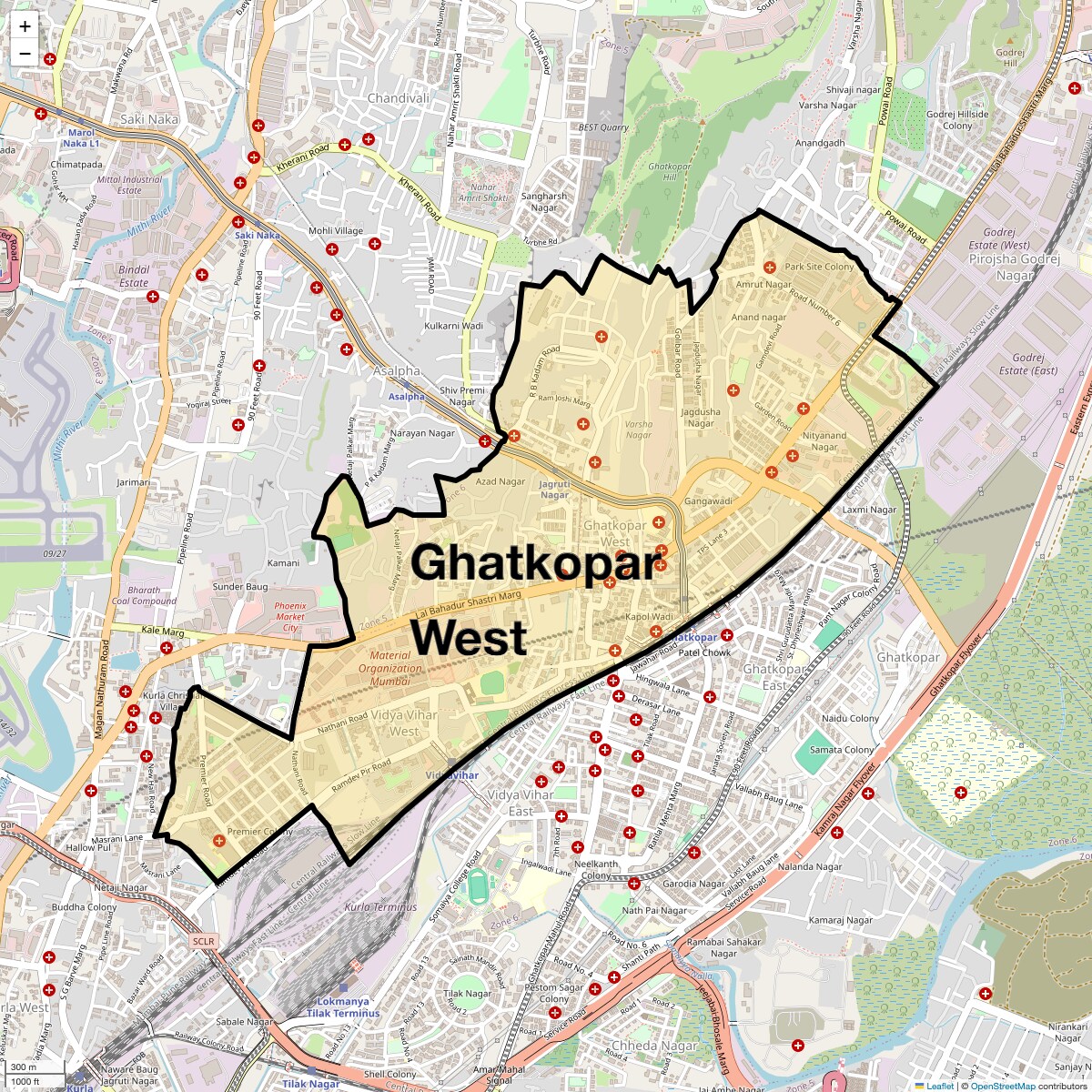 Location Map of Ghatkopar West, Mumbai