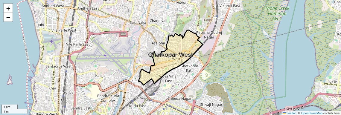 Location Map of Ghatkopar West, Mumbai