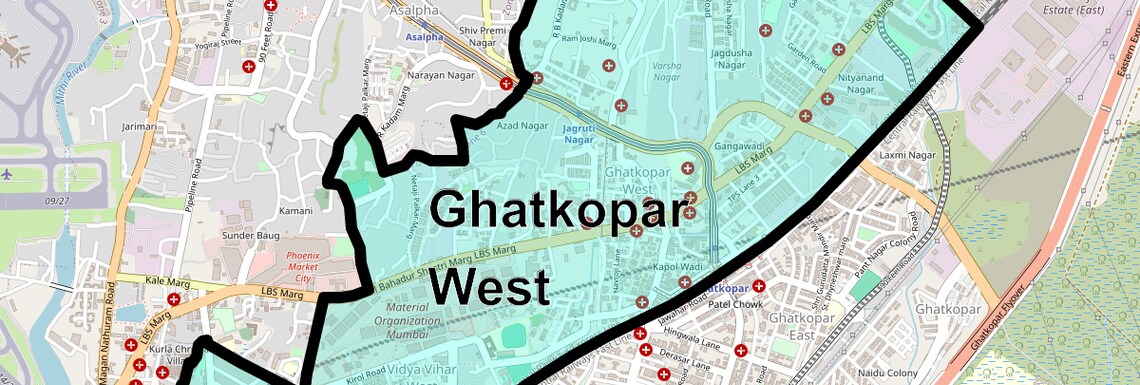 Location Map of Ghatkopar West, Mumbai