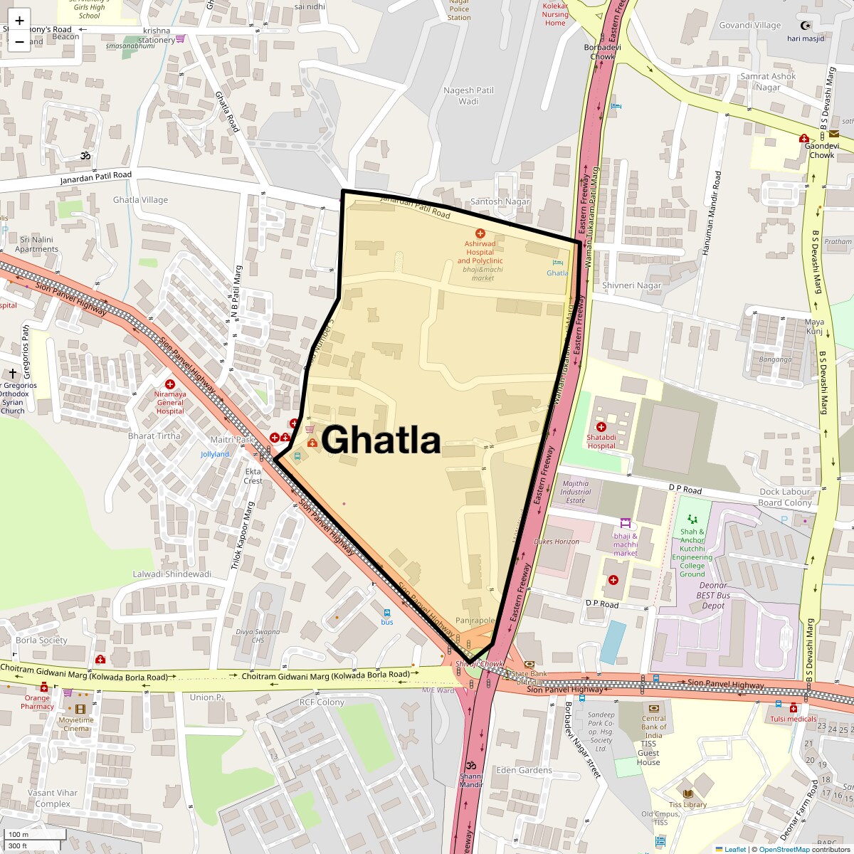 Location Map of Ghatla, Mumbai