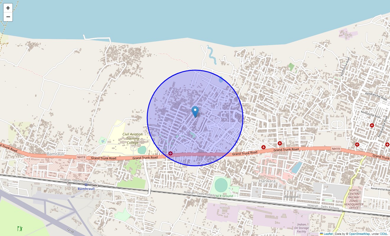 Location Map of Ghayasuddinpur, Allahabad