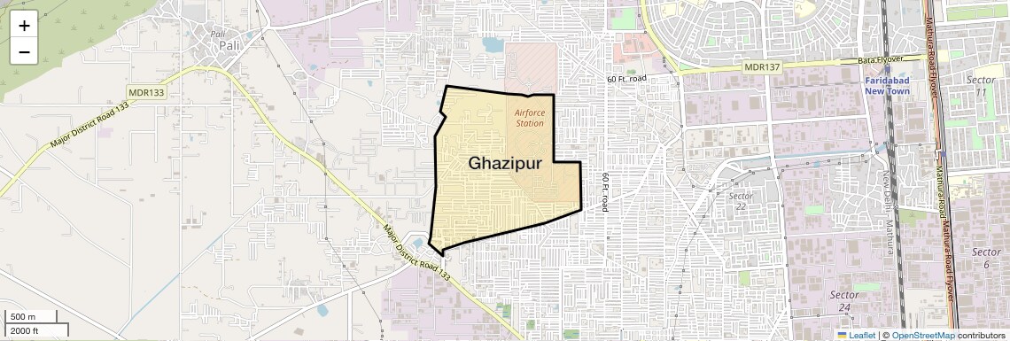 Location Map of Ghazipur, Faridabad