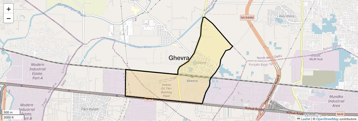 Location Map of Ghevra, Delhi