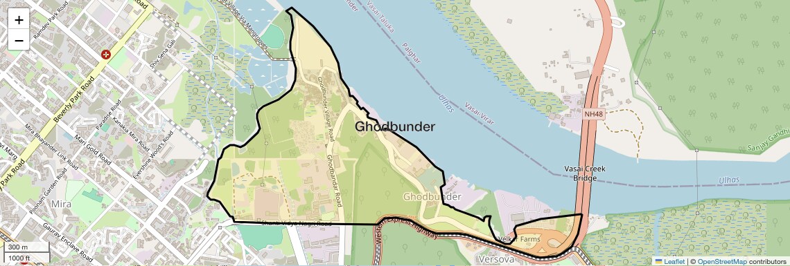 Location Map of Ghodbunder, Thane