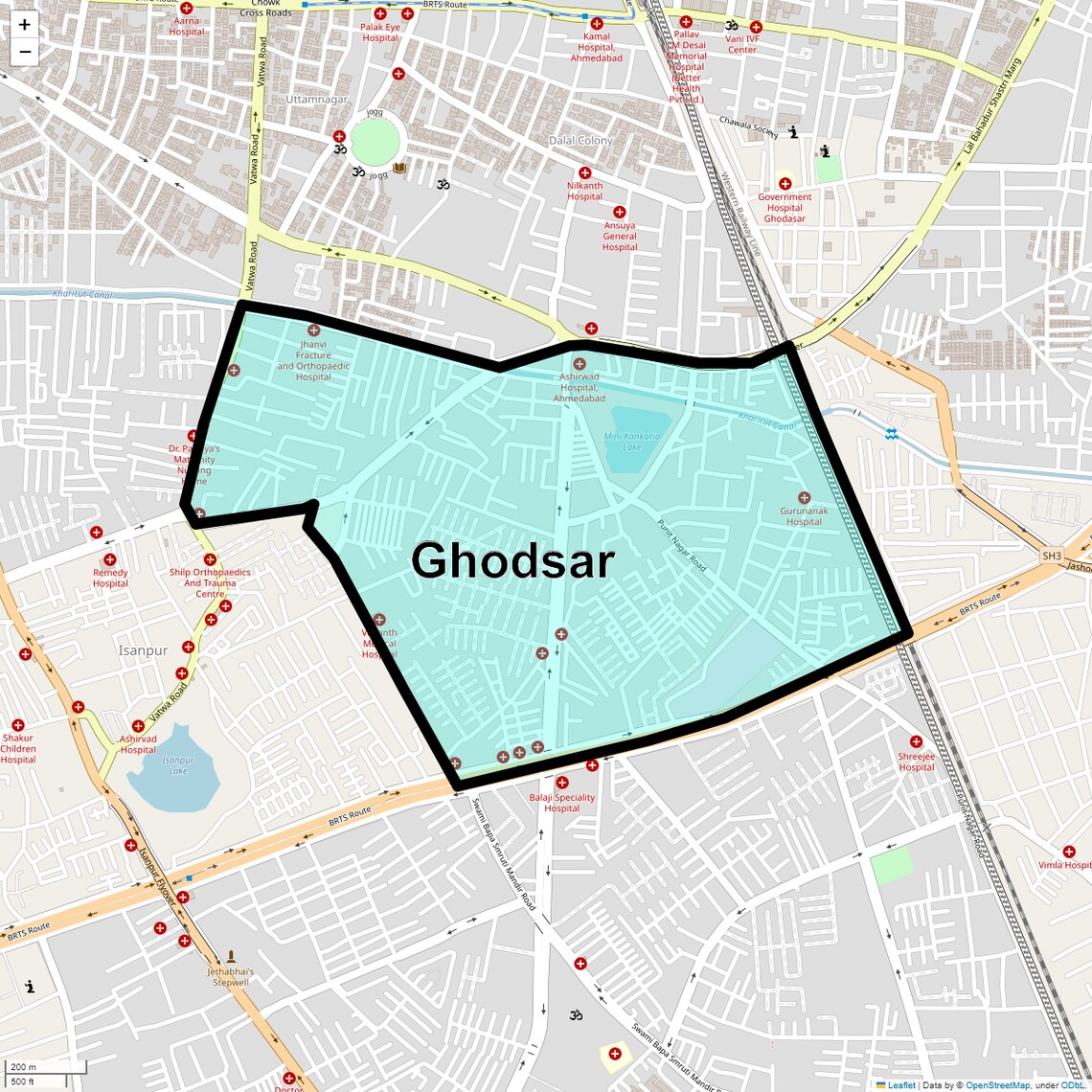 Location Map of Ghodsar, Ahmedabad