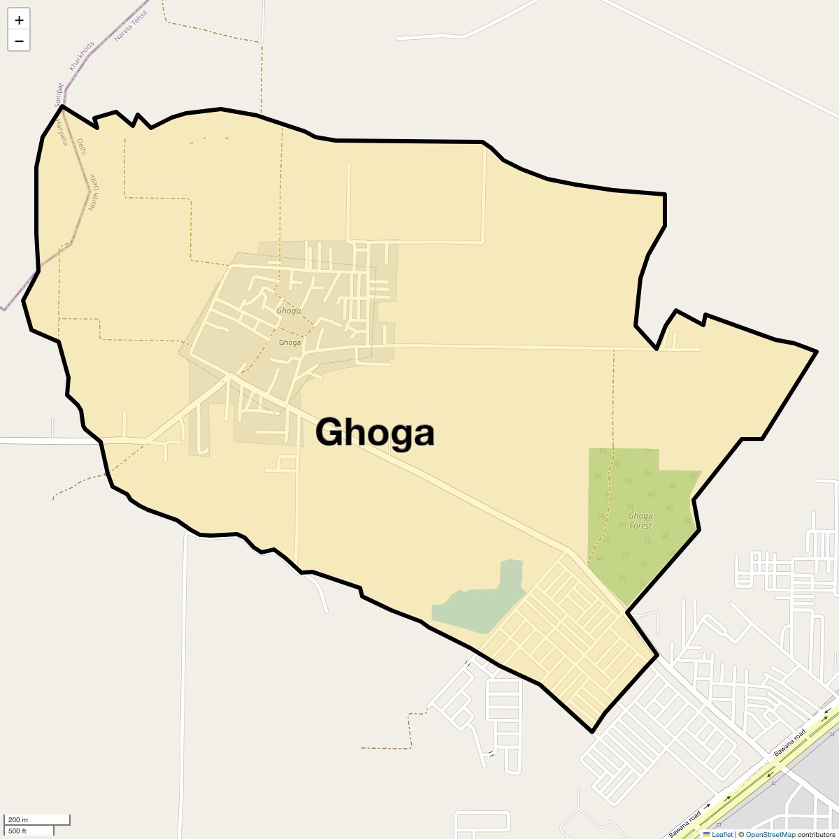 Location Map of Ghoga, Delhi