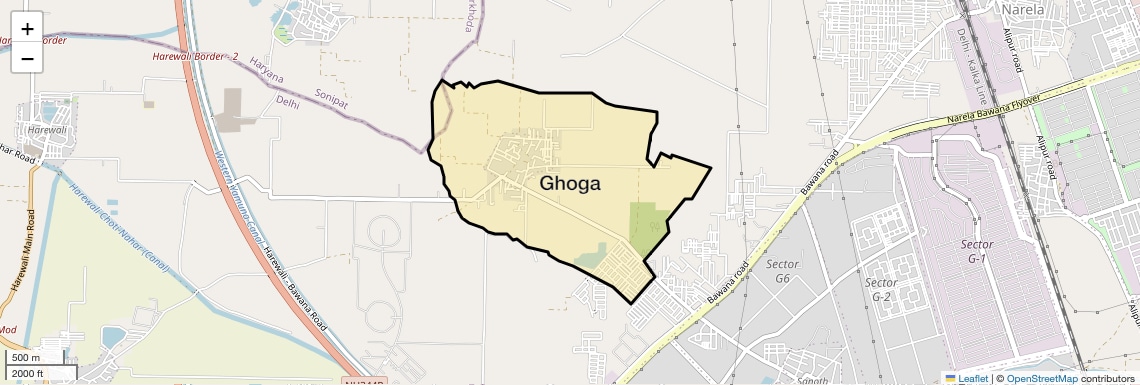 Location Map of Ghoga, Delhi