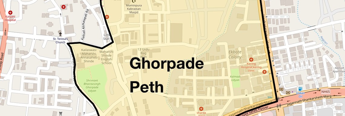 Location Map of Ghorpade Peth, Pune