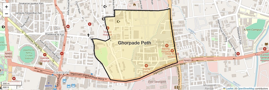 Location Map of Ghorpade Peth, Pune