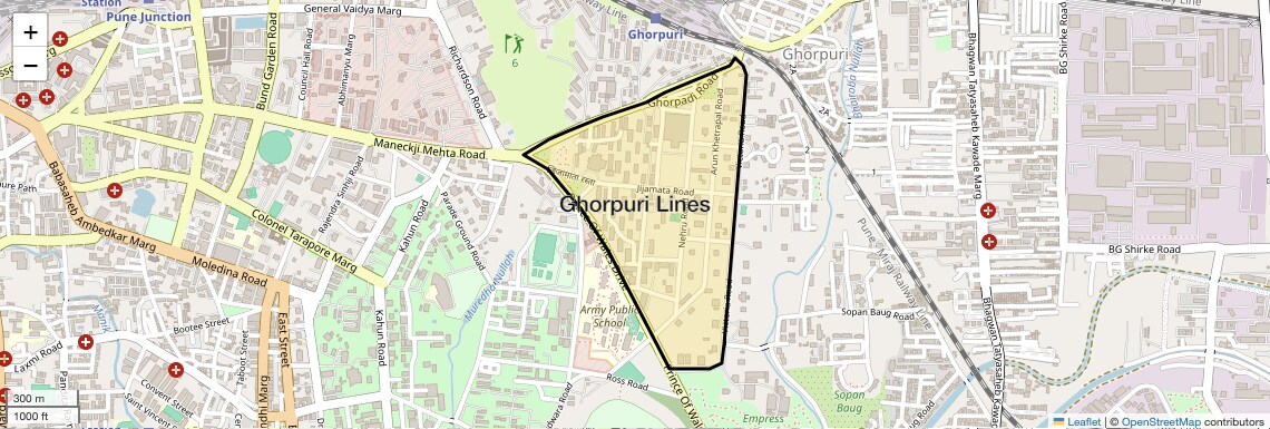 Location Map of Ghorpuri Lines, Pune